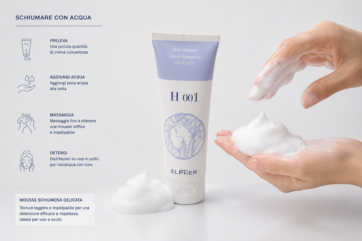 H 001 CREMA DETERGENTE VISO E OCCHI 100 ml